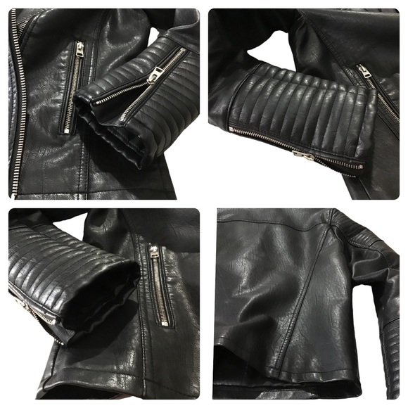 TOPSHOP - Faux Leather Moto Jacket -Size 8 - Picture 9 of 16